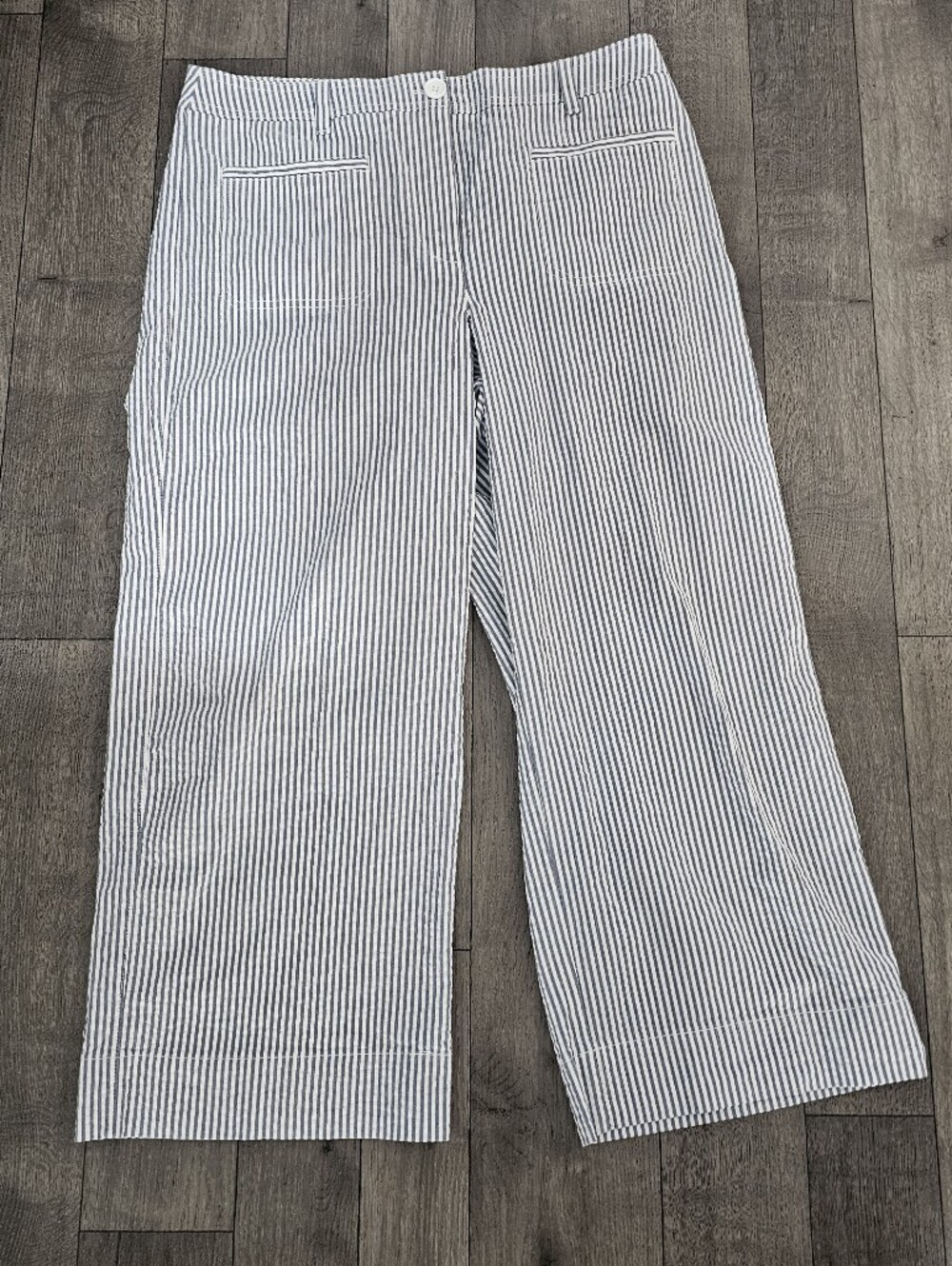 Talbots Blue and White Striped Seersucker Nautical Preppy Coastal Grandma {BX26}